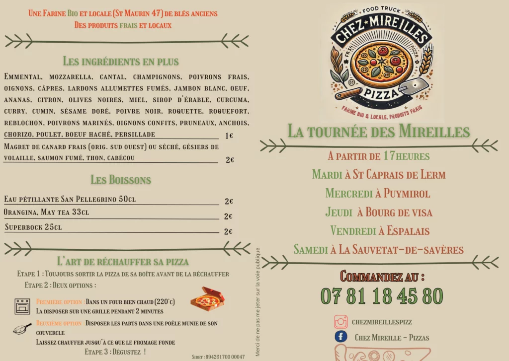 chez Mireille pizza