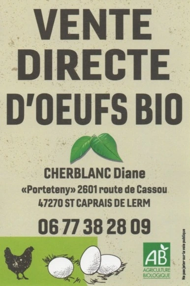 Les œufs bio de Cherblanc