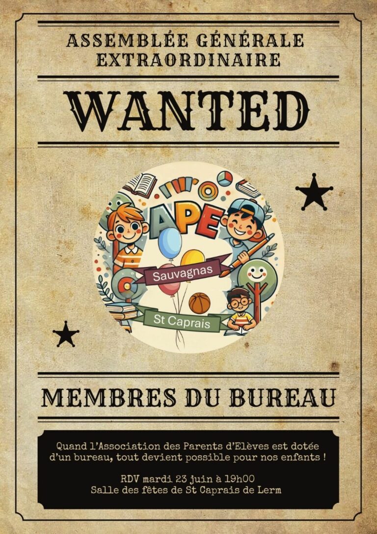 ASSEMBLÉE EXTRAORDINAIRE – APE