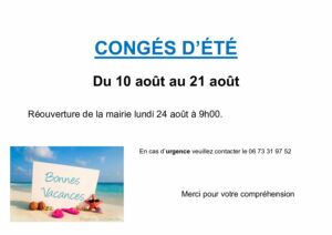 FERMETURE ESTIVAL MAIRIE